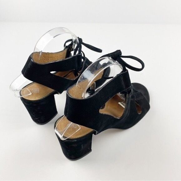 Antonio Melani Jessay Black Suede Leather Lace Up Block Heel Sandals Size 9.5 - Picture 11 of 14